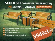 Super zestaw: 4 ławki Figa + 2 kosze Miodzio (NOWOŚĆ)